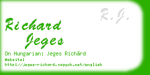 richard jeges business card