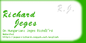 richard jeges business card
